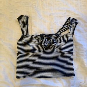Stripped Cropped Top With Tie